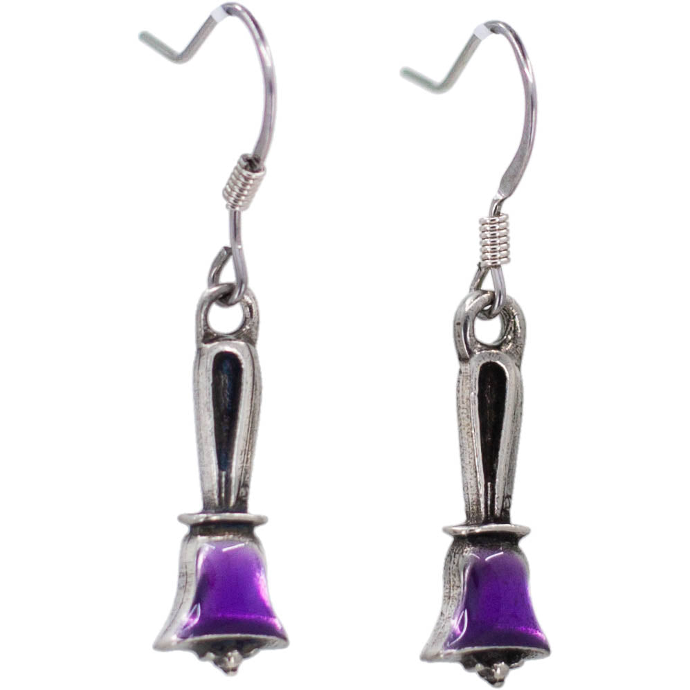 Handbell Earrings - Pewter, Enamel Finish