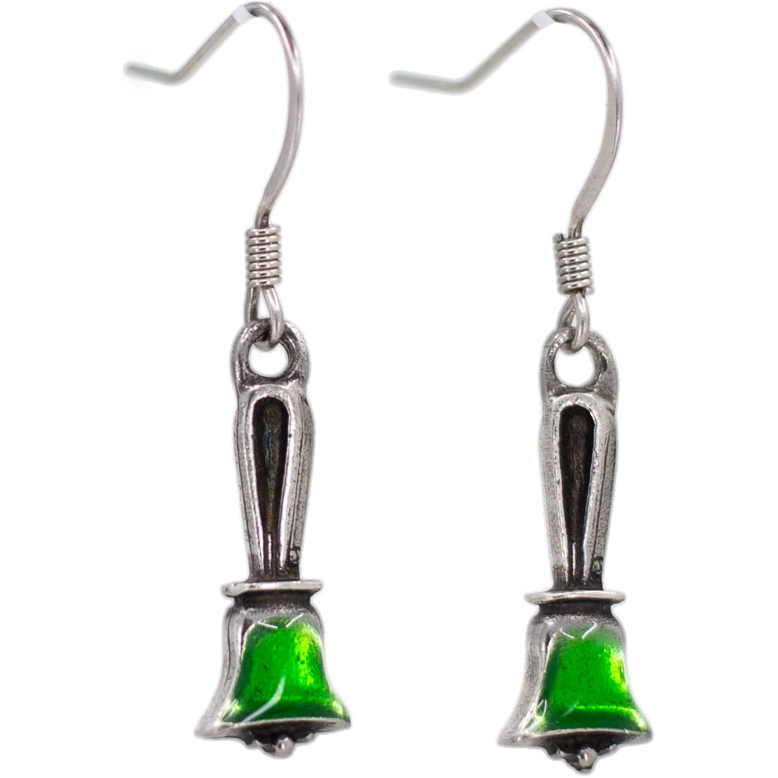Handbell Earrings - Pewter, Enamel Finish