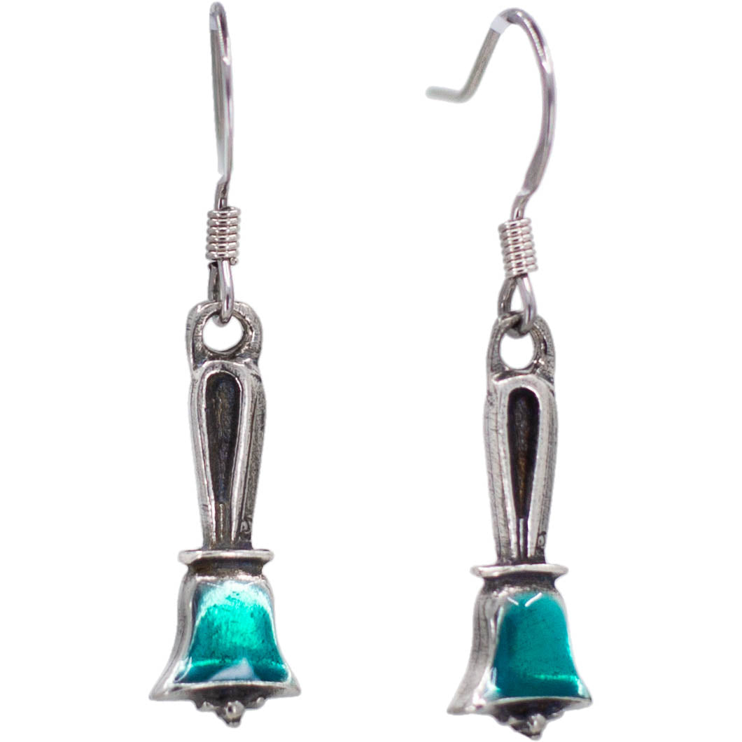 Handbell Earrings - Pewter, Enamel Finish