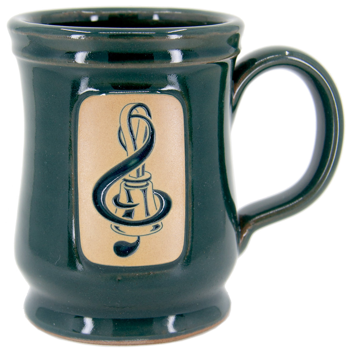 Stoneware Mug - medallion w/ handbell & treble clef, teal