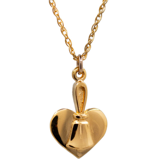Heart & Handbell Charm with 18" chain - gold vermeil (FMI)