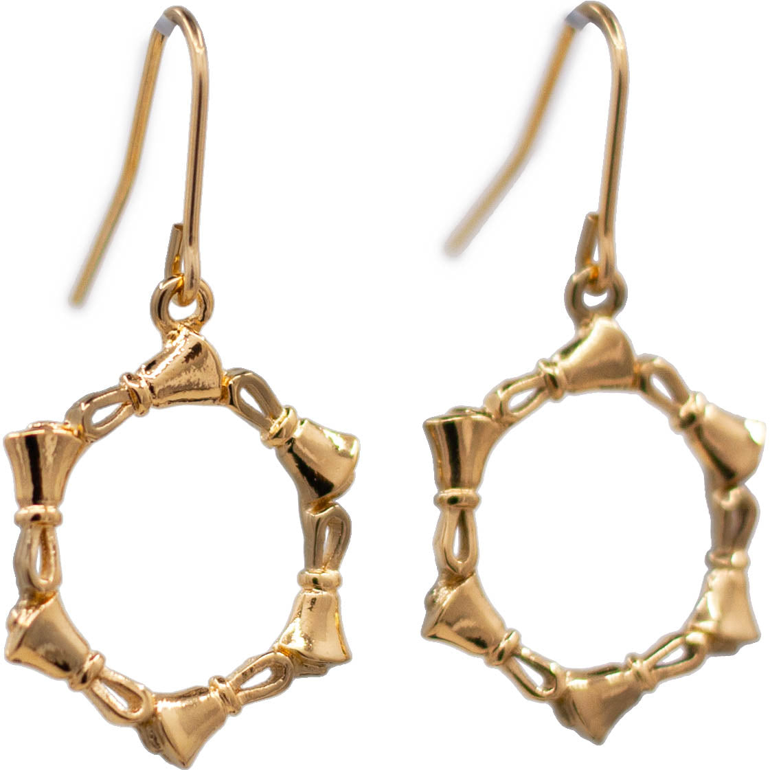 GV only: Handbell Earrings – Circle of Bells in Gold Vermeil – Handcrafted in Arizona