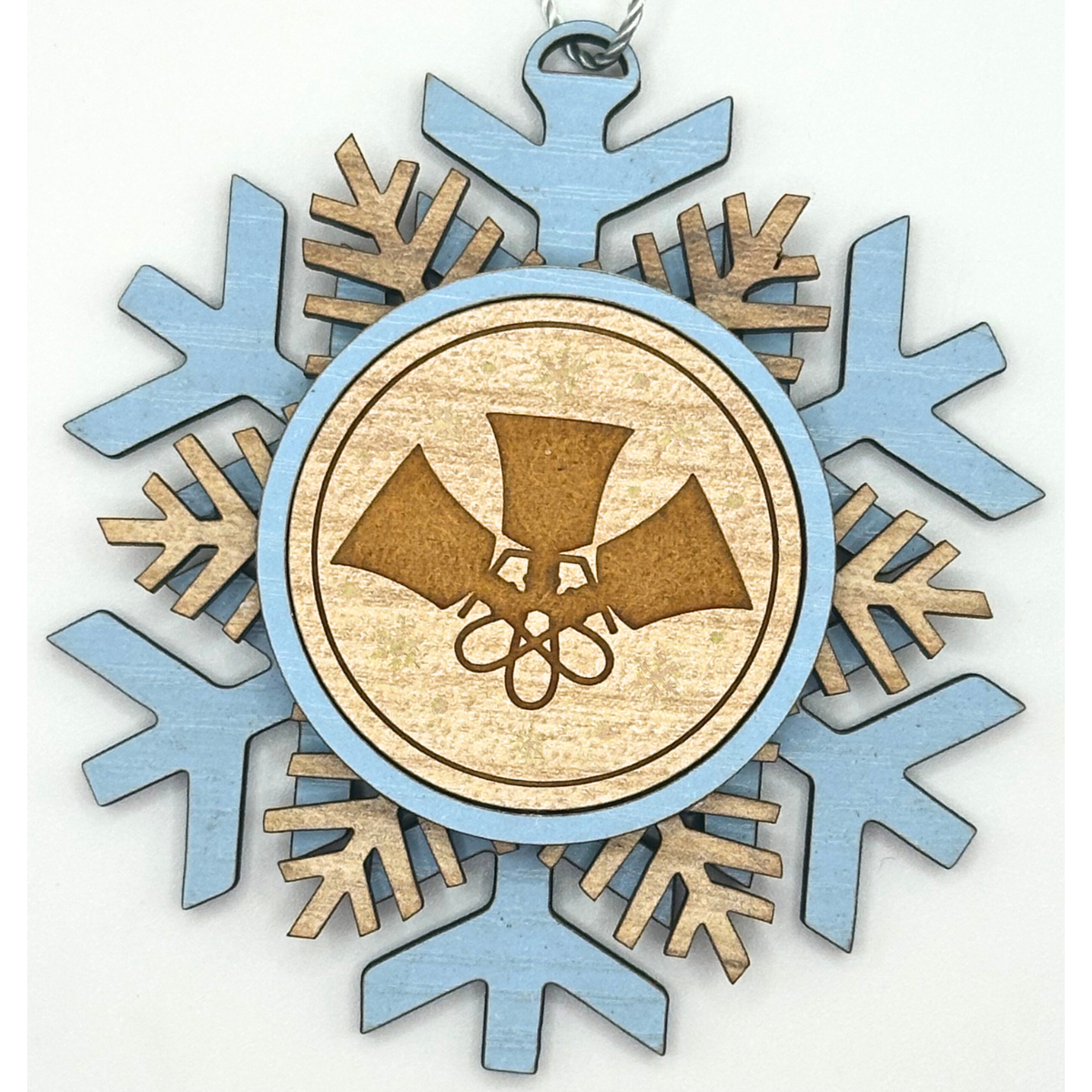 Wooden Ornament - Snowflake with Handbells