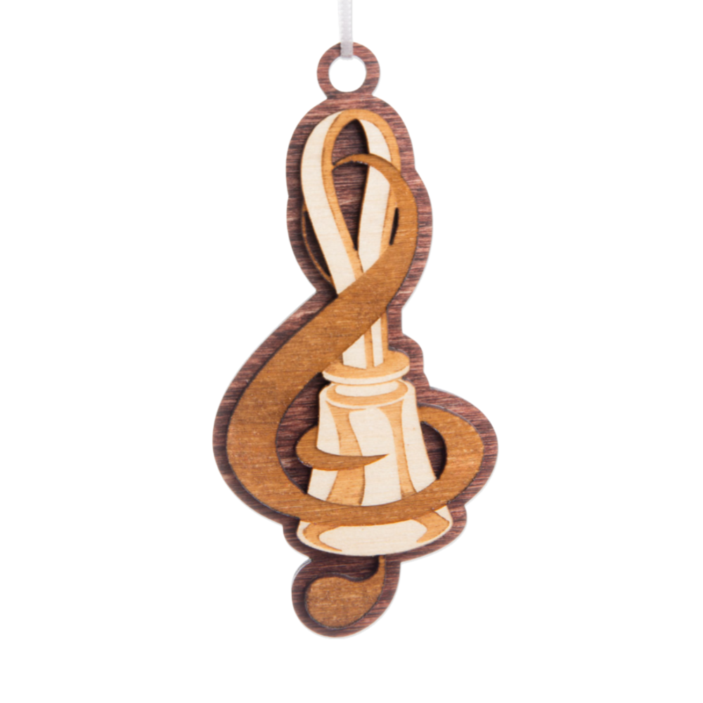Wooden Ornament - Handbell and Treble Clef