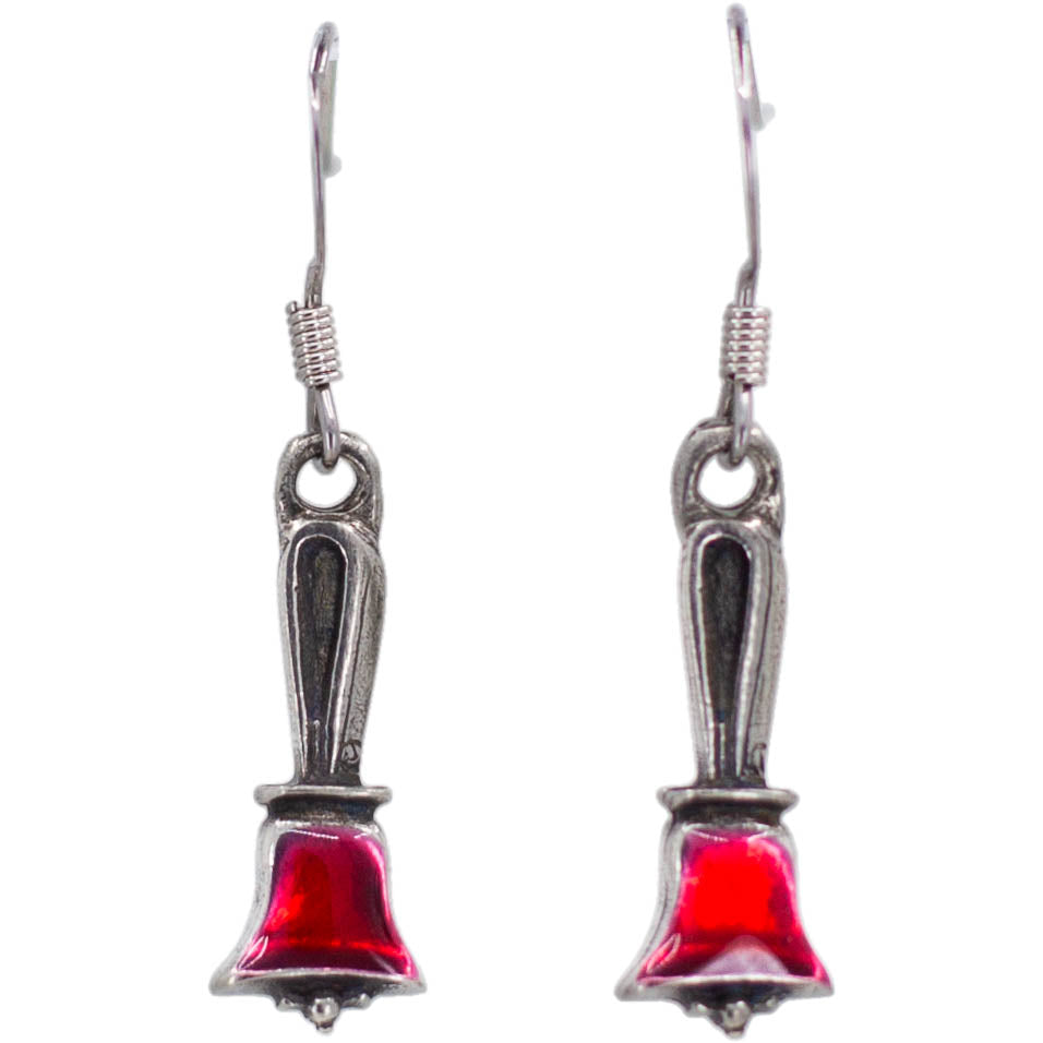 Handbell Earrings - Pewter, Enamel Finish