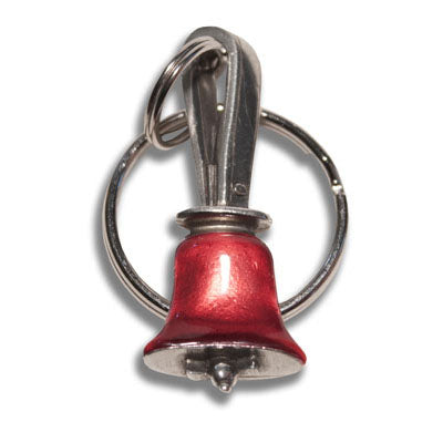 Handbell Keyring - Pewter with Enamel Finish - red