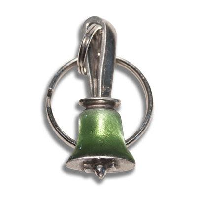 Handbell keyring in green enamel finish, handmade in Vermont by Danforth"
