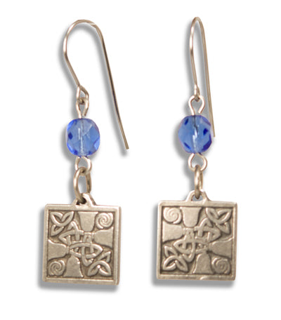 Celtic-Design Handbell Earrings – Pewter, Swarovski Bead