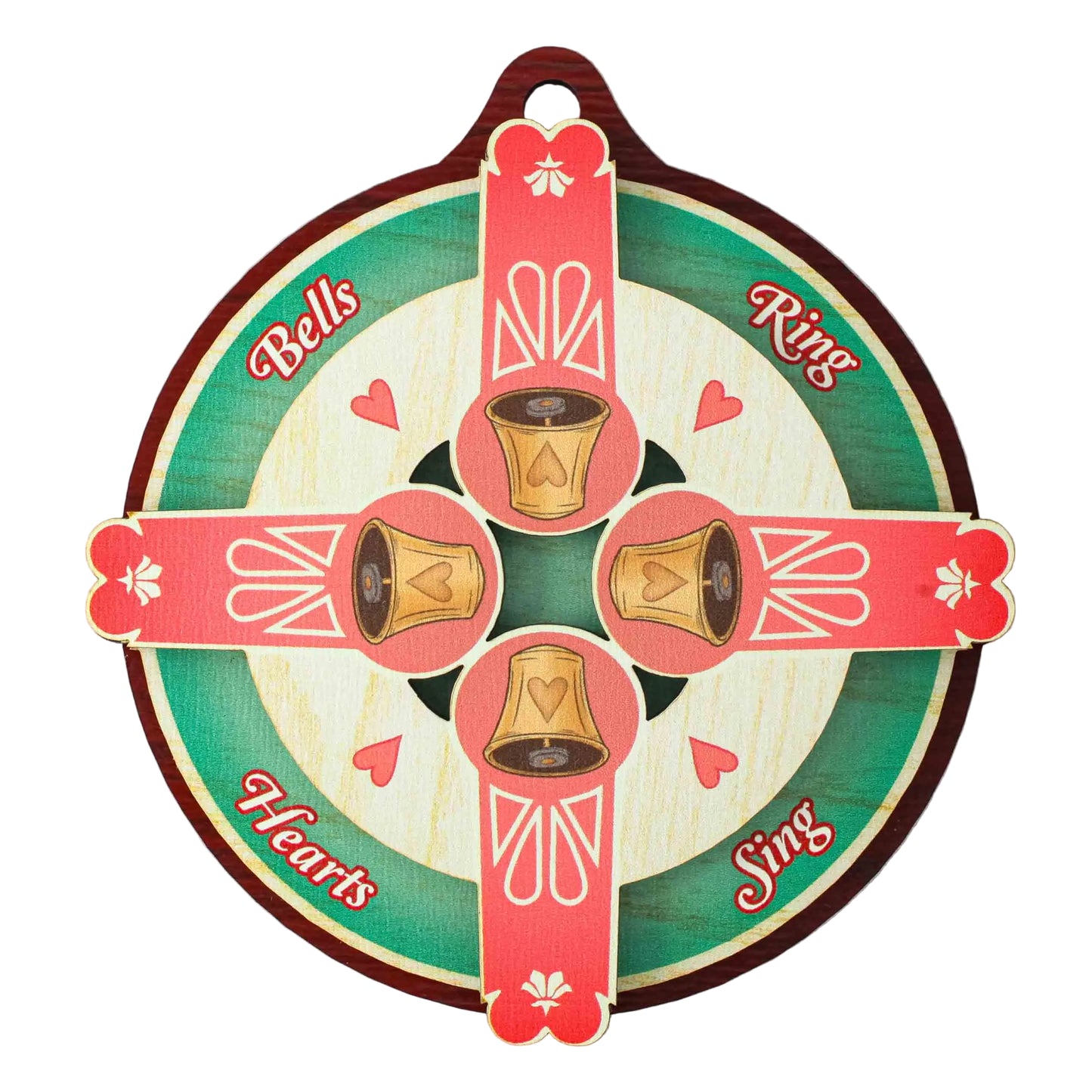 Wooden Ornament – "Bells Ring, Hearts Sing" [TW11]