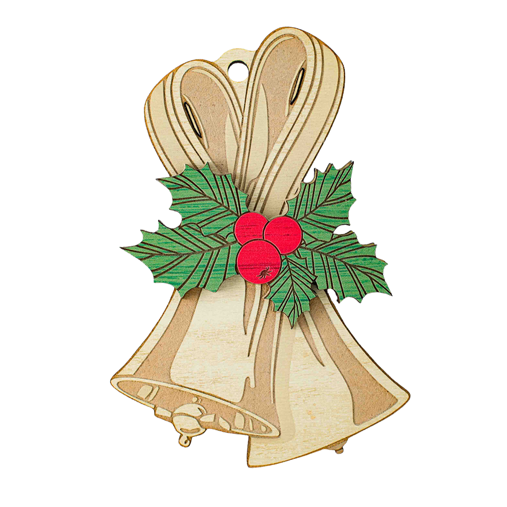 NEW! Wooden Ornament – Handbells & Holly