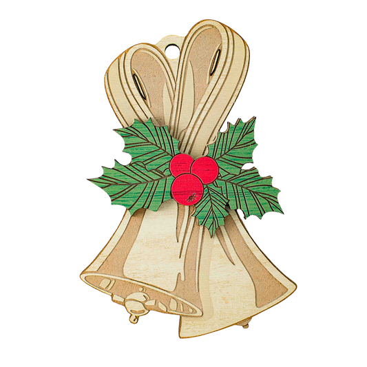 NEW! Wooden Ornament – Handbells & Holly