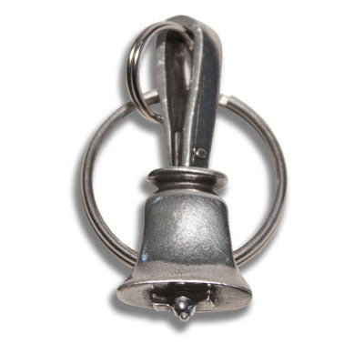 Handbell keyring in plain pewter, handmade in Vermont by Danforth