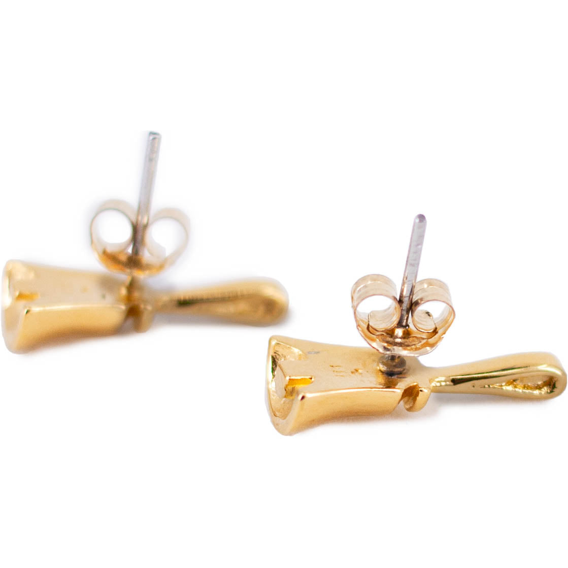 Handbell Earrings, post, gold vermeil