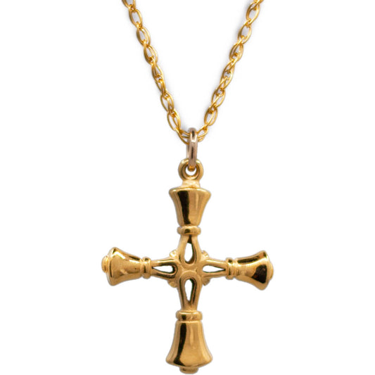Handbell Cross Charm, with 18in. chain, gold vermeil