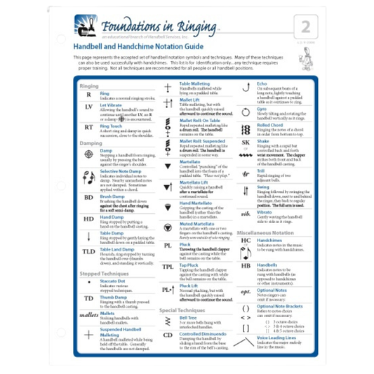 Notebook Reference Guide – Special Techniques and Musical Terms for Handbell and Handchime Musicians