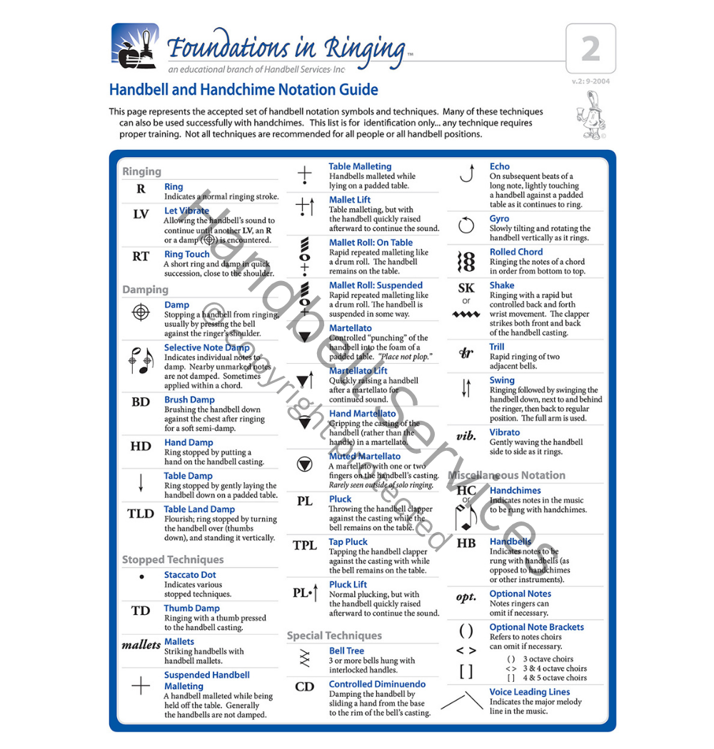 Notebook Reference Guide – Special Techniques and Musical Terms for Handbell and Handchime Musicians