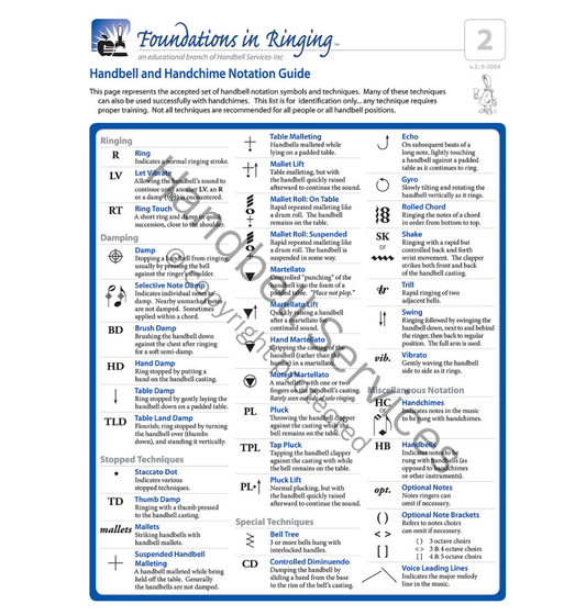 Notebook Reference Guide – Special Techniques and Musical Terms for Handbell and Handchime Musicians