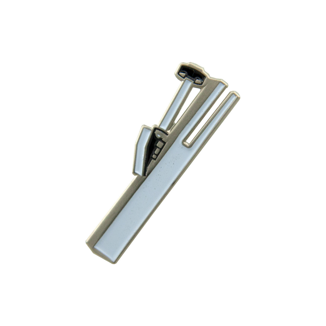 Cloisonné Handchime Pin – silver and gold enamel, approx. 1 inch