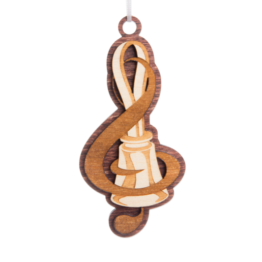 Wooden Ornament - Handbell and Treble Clef