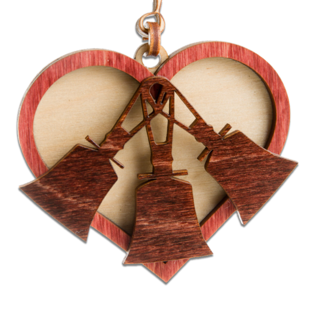 Wooden Ornament - Heart and Handbells