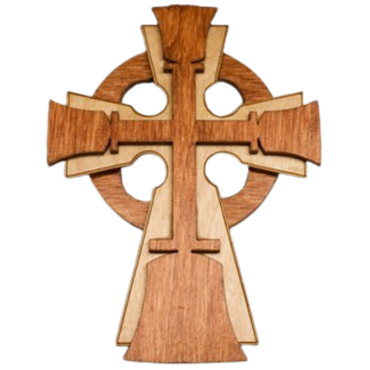 Wooden Ornament - Cross with Four Handbells