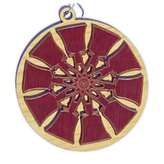 Wooden Ornament - Star Snowflake with Handbells
