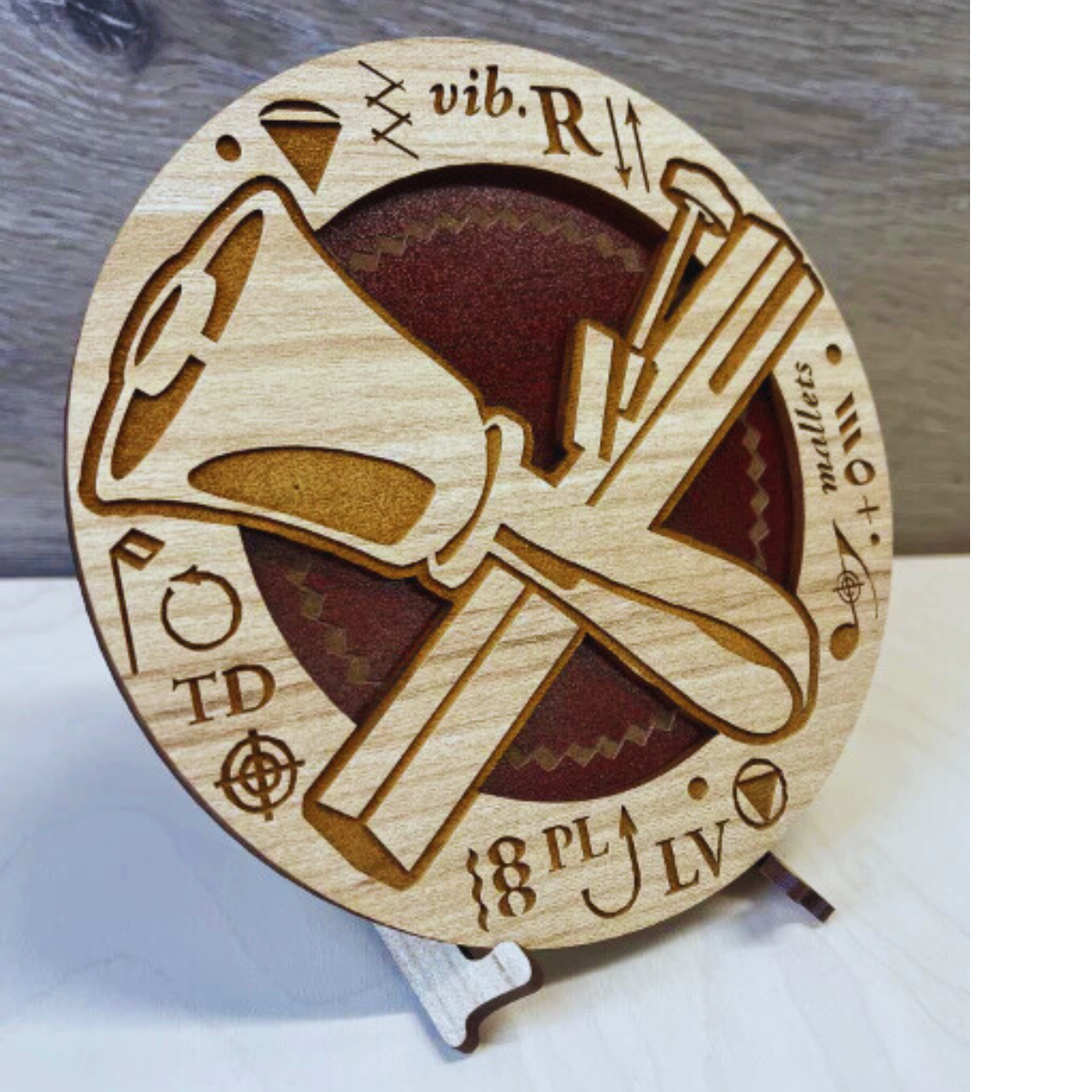 NEW! Decorative Plaque – handbell and handchime, with stand