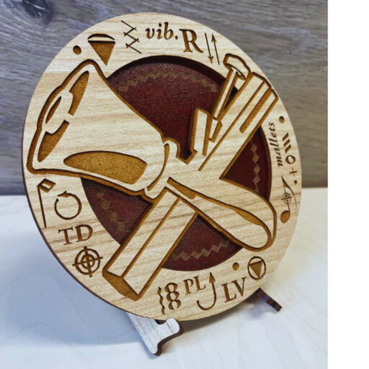 NEW! Decorative Plaque – handbell and handchime, with stand