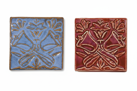 Blue and Plum Ceramic Handbell Tiles