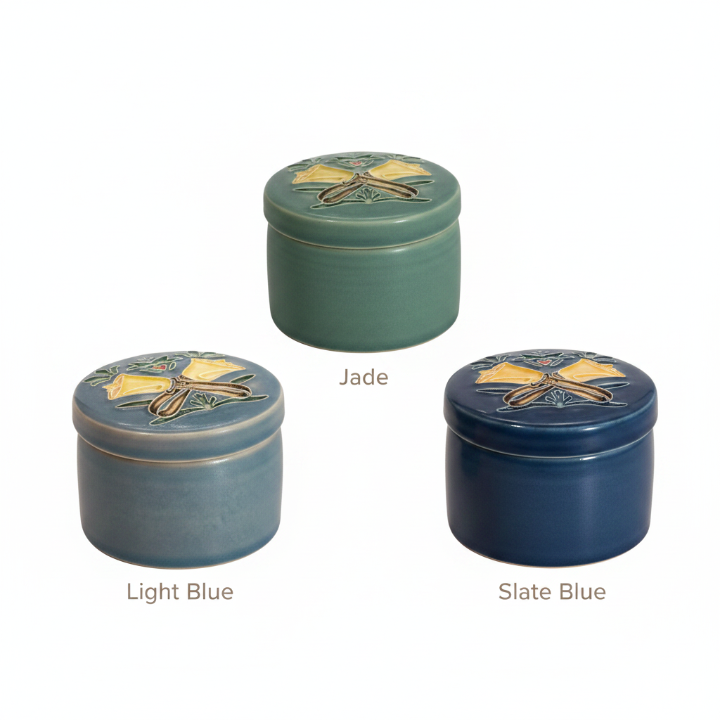 Ceramic Handbell Keepsake Box composite dusty blue-gray
