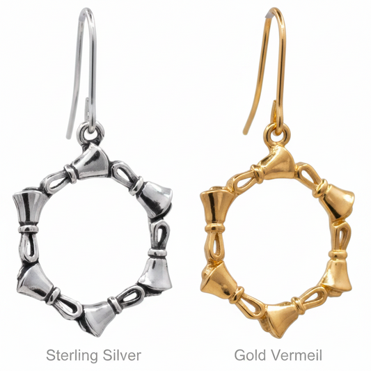 Handbell Earrings – Circle of Bells in Sterling Silver and Gold Vermeil – Handcrafted in Arizona