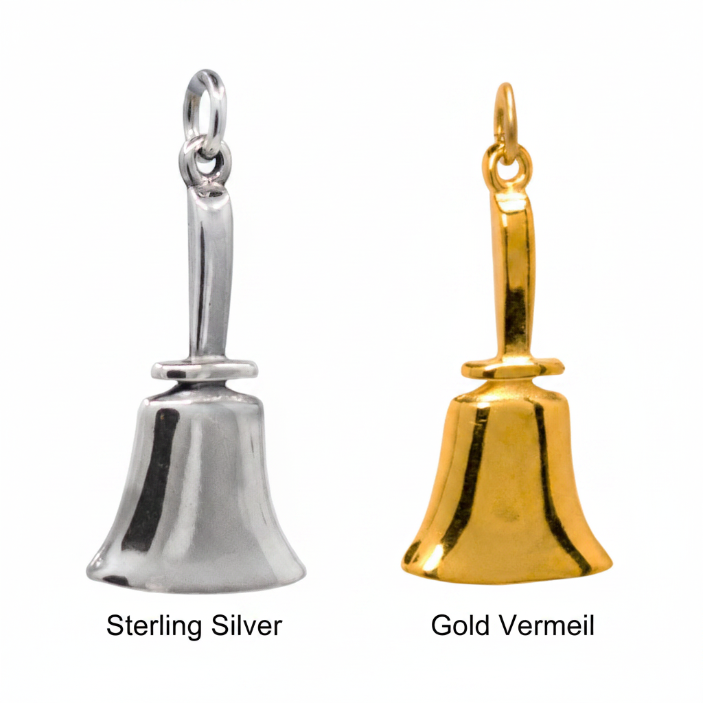 Handbell Charm Classic in Sterling Silver and Gold Vermeil – Handcrafted in Arizona
