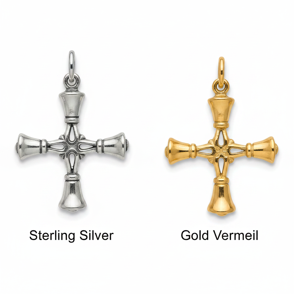 Handbell Cross Charm – Sterling Silver & Gold Vermeil | HSI – Handbell ...
