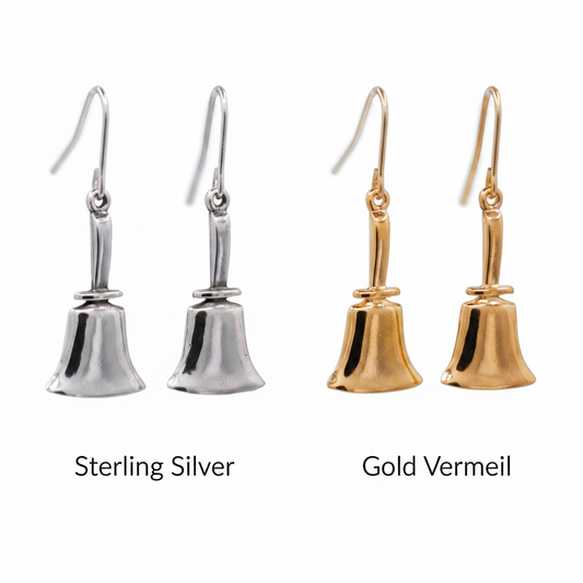 Handbell Earrings Classic in Sterling Silver and Gold Vermeil – Handcrafted in Arizona