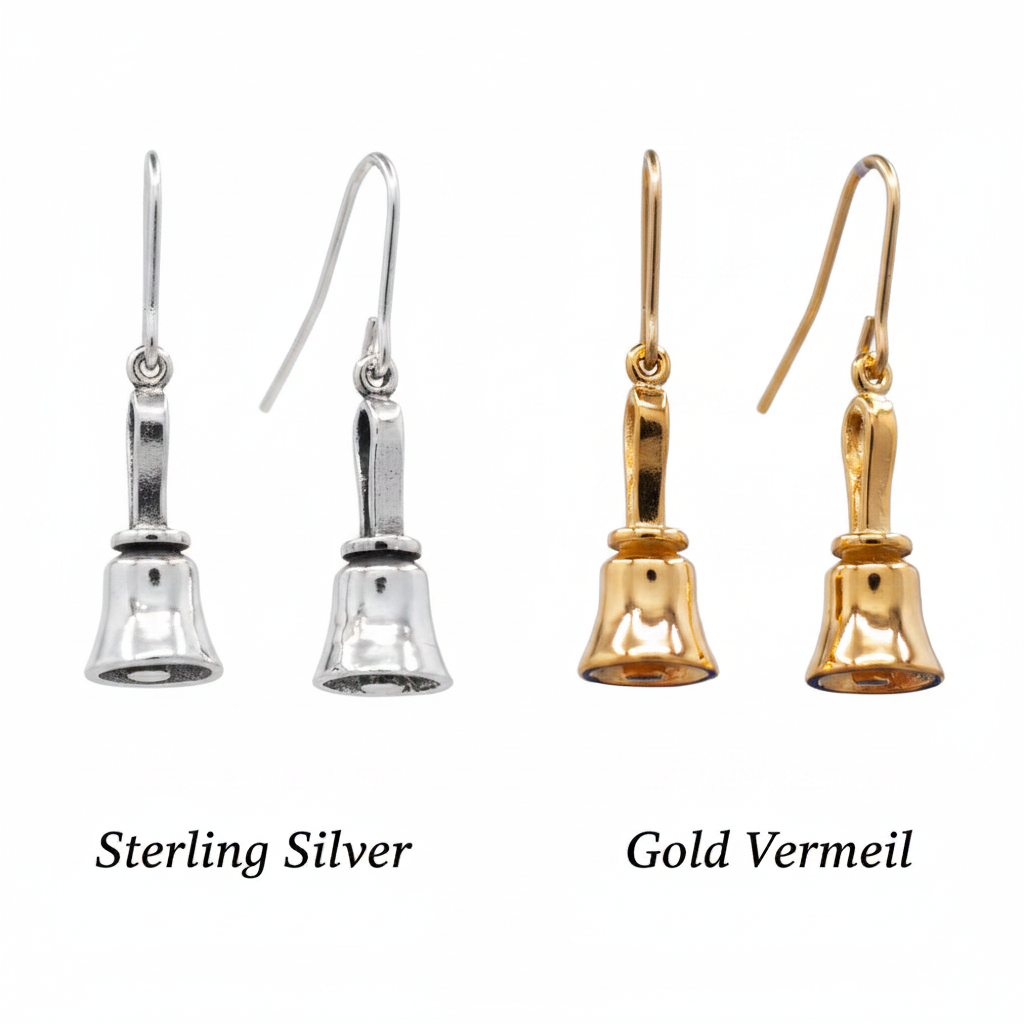 Handbell Earrings – Sterling Silver and Gold Vermeil – Handcrafted in Arizona