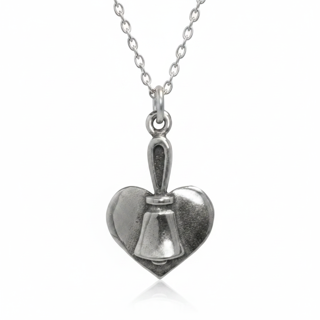 Handbell and Heart Charm with Chain – Sterling Silver from Handbell Services