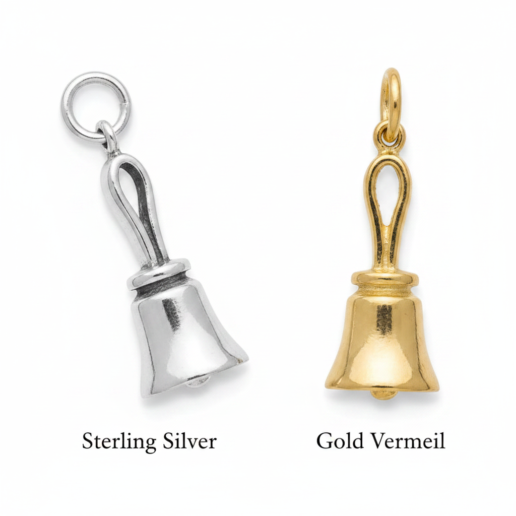 Handbell Charm – Sterling Silver and Gold Vermeil – Handcrafted in Arizona