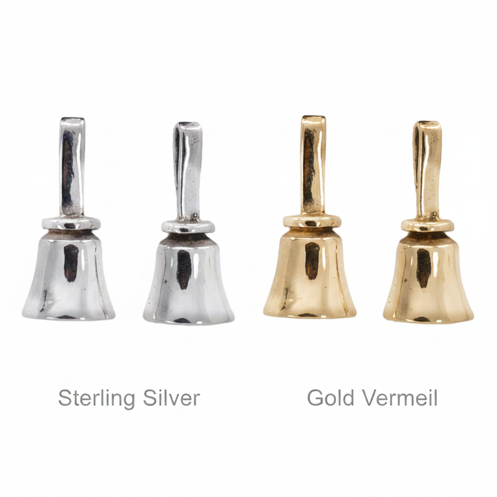 Composite (hero): Handbell Earrings – 3D Posts in Sterling Silver and Gold Vermeil – Handcrafted in Arizona