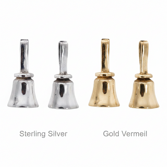 Composite (hero): Handbell Earrings – 3D Posts in Sterling Silver and Gold Vermeil – Handcrafted in Arizona