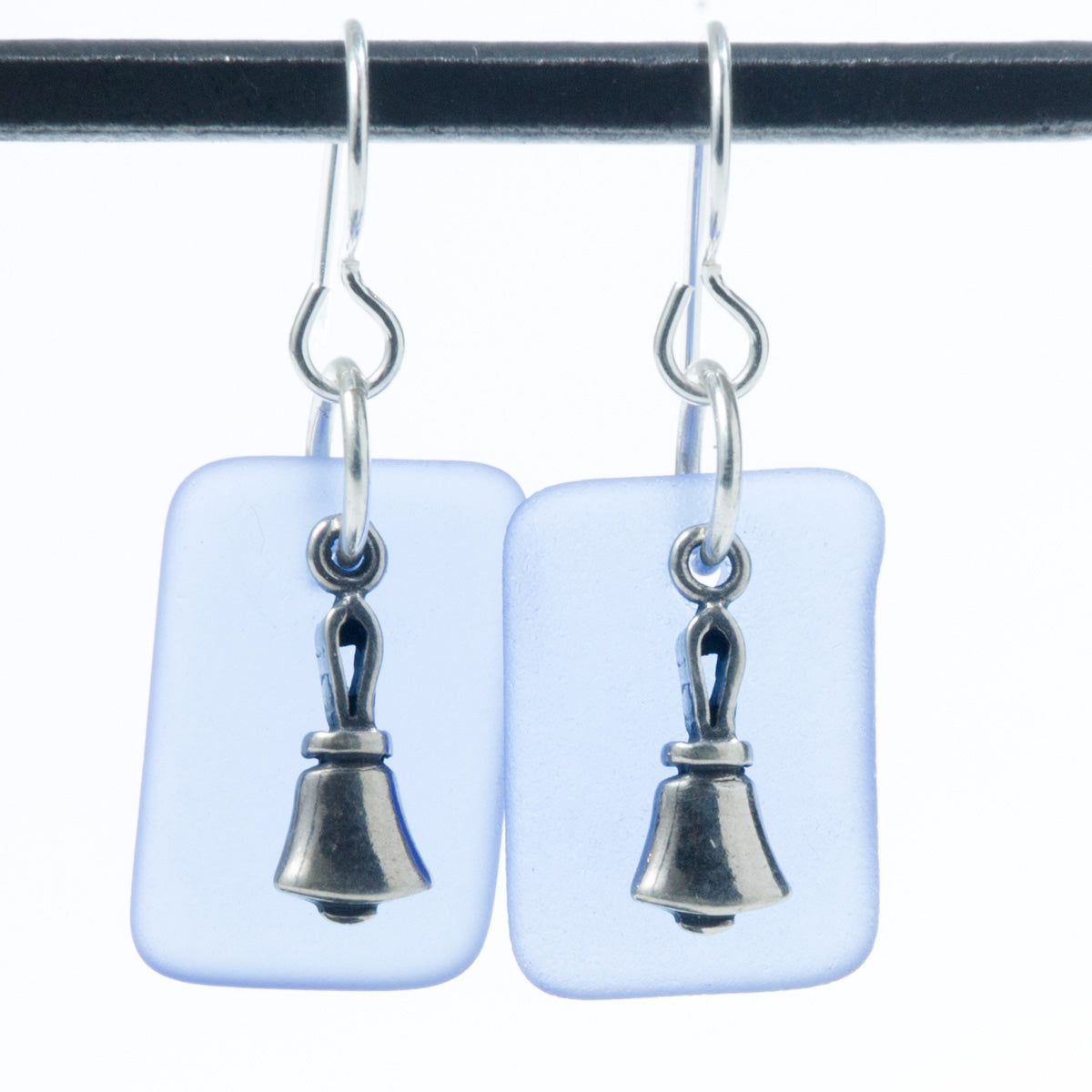 SeaGlass Earrings - glass with sterling silver bell (SEA)