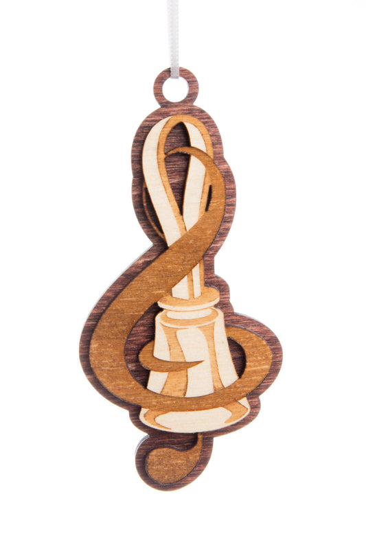 Wooden Ornament - treble clef