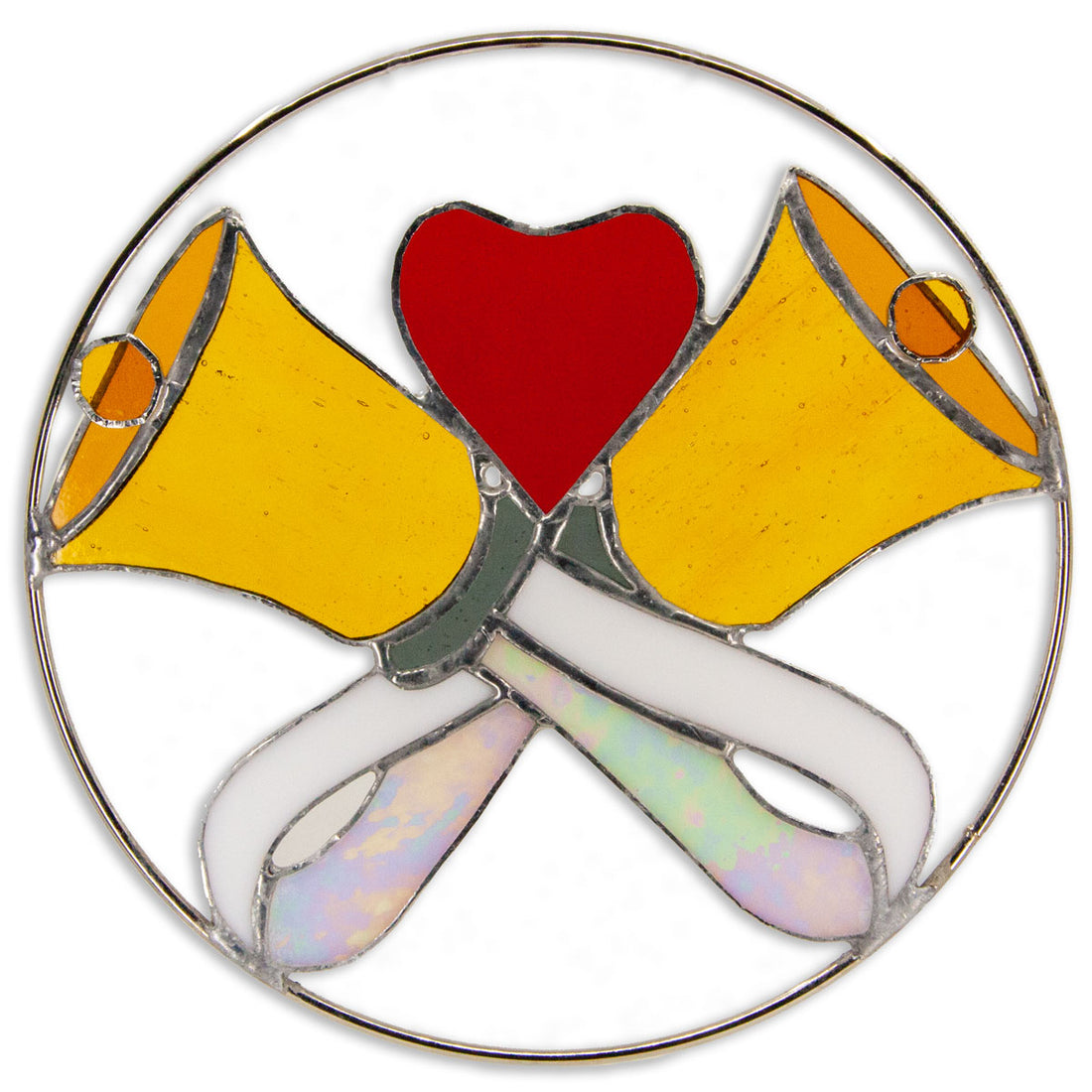 Handbell Pattern Stained Glass Window Art -