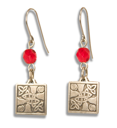 Celtic-Design Handbell Earrings – Pewter, Swarovski Bead
