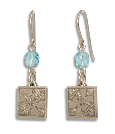 Celtic-Design Handbell Earrings – Pewter, Swarovski Bead